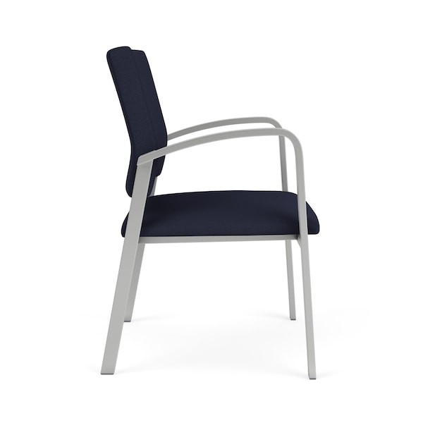 Newport Wide Guest Chair Metal Frame, Silver, OH Navy Upholstery